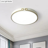 Acrylic Led Round Flushmount Macaron Fixture In White/Grey/Green - Headband Deco