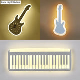 Acrylic Led Sconce Lamp With Clock: Modern Musical Instrument Design For Childs Bedroom
