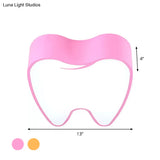 Acrylic Led Tooth Flushmount Ceiling Lamp In Child - Friendly Pink/Yellow