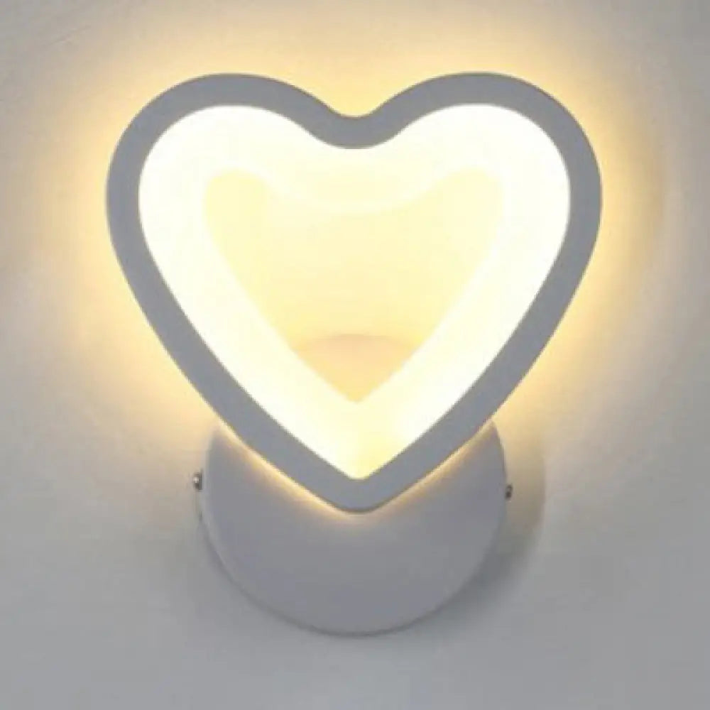 Acrylic Led Wall Sconce Light In Triangle Oval And Teardrop Shapes - Warm Or White / Loving Heart