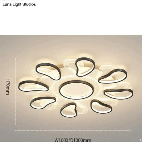 Acrylic Living Room Ceiling Lamp Led Petal Shaped Bedroom Modern Simple Household Restaurant Black /