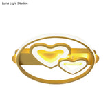 Acrylic Loving Hearts Led Flush Mount Ceiling Lamp - Simplicity 18’/21.5’ Wide Gold/Black/White