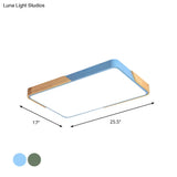 Acrylic Nordic Led Flush Mounted Ceiling Lamp In White/Blue/Black With Wood Guard -