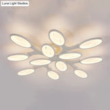 Acrylic Oval Ceiling Light Modern Led 3/6/9 Lights Flush Mount Fixture In Warm/White/Natural For