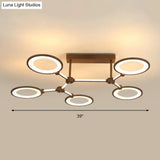 Acrylic Semi Flush Mount Ceiling Lamp - 5 Light Circle Ring Fixture For Contemporary Living Room In