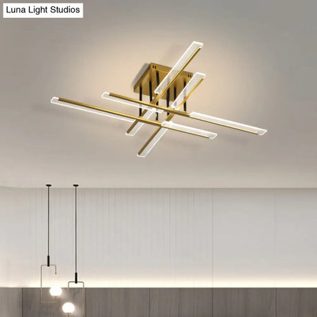 Acrylic Sticks Led Ceiling Light Fixture - Nordic Gold Semi Flush Mount For Bedroom