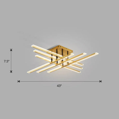 Acrylic Sticks Led Ceiling Light Fixture - Nordic Gold Semi Flush Mount For Bedroom / 43 White