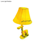 Addison - Giraffe Flared Script-Print Fabric Table Lighting Kids Single-Bulb Yellow/Blue/Pink Night