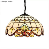 Adjustable 2-Light Hanging Lamp With Victorian Style Dome Shade - 16’ W For Living Room