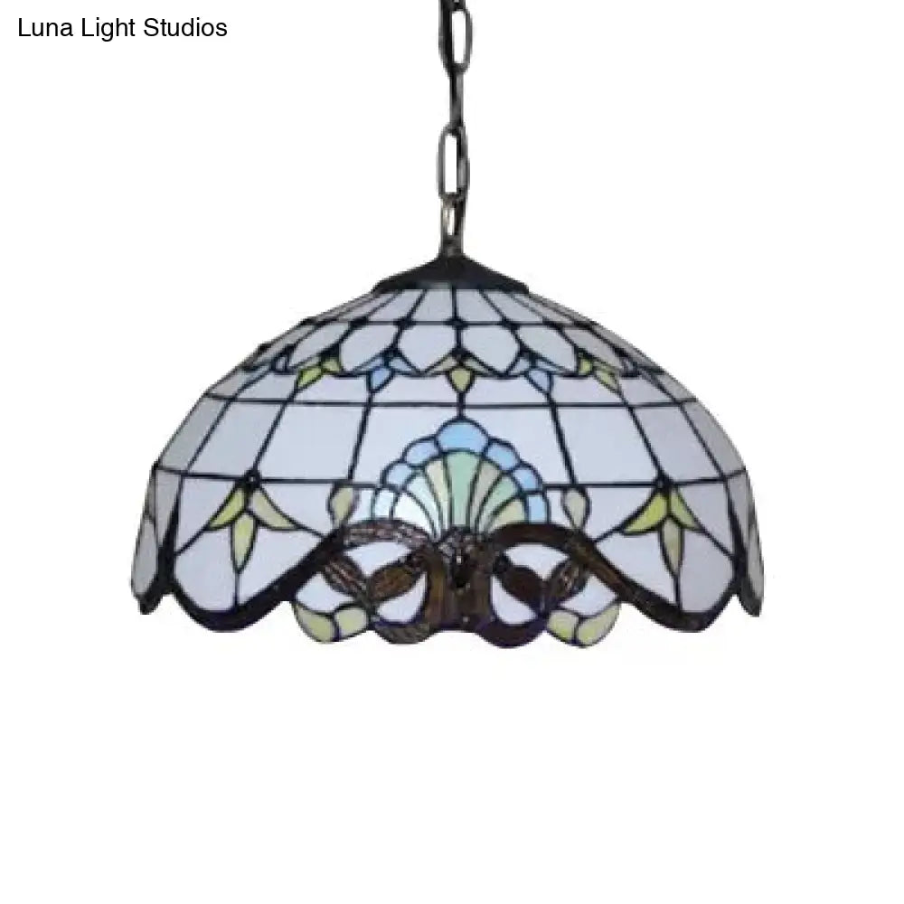 Adjustable 2-Light Hanging Lamp With Victorian Style Dome Shade - 16’ W For Living Room
