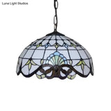 Adjustable 2-Light Hanging Lamp With Victorian Style Dome Shade - 16’ W For Living Room