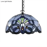 Adjustable 2-Light Hanging Lamp With Victorian Style Dome Shade - 16’ W For Living Room