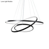 Adjustable 3-Tier Circle Chandelier: Modern Metal Led Hanging Light For Bedrooms (Black/White)