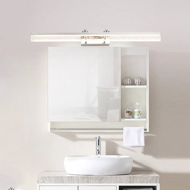 Adjustable Chrome Crystal Linear Wall Light For Bathroom Vanity - 16/23.5/31.5 Wide Warm/White