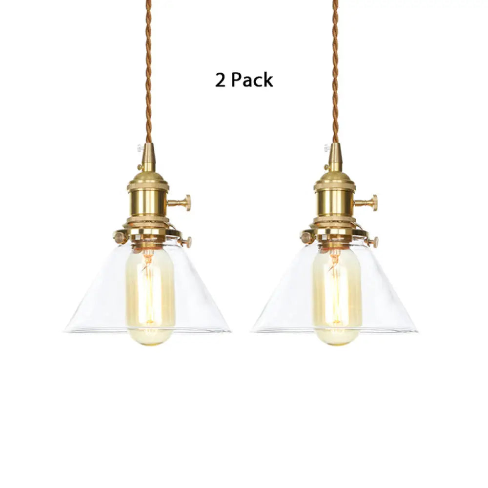 Adjustable Clear Glass Cone Pendant Light For Kitchen - Single Hanging Fixture / 2