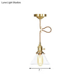 Adjustable Clear Glass Cone Pendant Light For Kitchen - Single Hanging Fixture