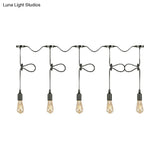 Adjustable Cord Industrial Black Metal Ceiling Light Fixture With 3/5/7-Light Bare Bulb Pendant
