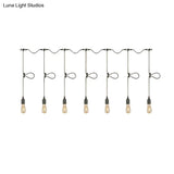 Adjustable Cord Industrial Black Metal Ceiling Light Fixture With 3/5/7-Light Bare Bulb Pendant