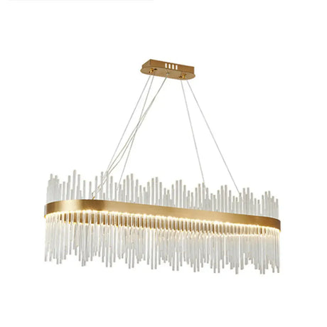 Adjustable Glass Crystal Drum Chandelier Pendant Light For Modern Living Rooms Gold / 39.5’ Oval