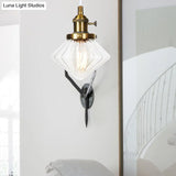Adjustable Height Industrial Pendant Light With Diamond Glass Shade - Black/Bronze/Brass Finish