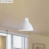 Adjustable Industrial Pendant Light With Metallic Black And White Dome Shade