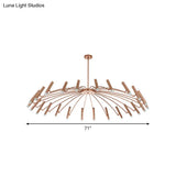 Adjustable Linear Shade Chandelier - Modern Metal Ceiling Light (12/24 Lights) In Black/Rose Gold
