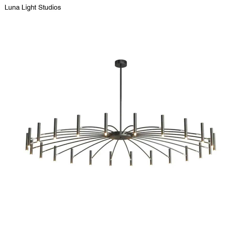 Adjustable Linear Shade Chandelier - Modern Metal Ceiling Light (12/24 Lights) In Black/Rose Gold