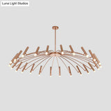 Adjustable Linear Shade Chandelier - Modern Metal Ceiling Light (12/24 Lights) In Black/Rose Gold