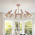 Adjustable Linear Shade Chandelier - Modern Metal Ceiling Light (12/24 Lights) In Black/Rose Gold 12