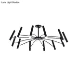 Adjustable Linear Shade Chandelier - Modern Metal Ceiling Light (12/24 Lights) In Black/Rose Gold