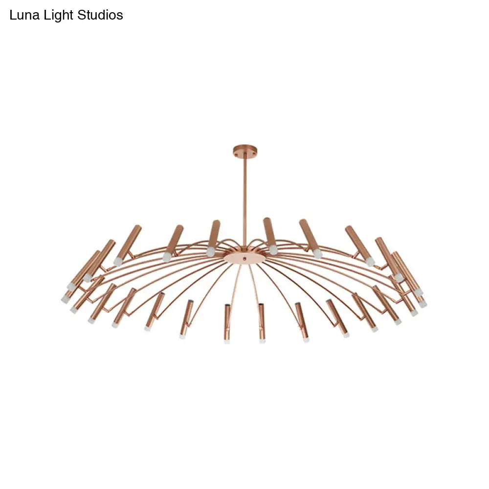 Adjustable Linear Shade Chandelier - Modern Metal Ceiling Light (12/24 Lights) In Black/Rose Gold