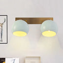 Adjustable Macaron Metal Blue Wall Light Fixture With Brass Backplate