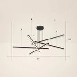 Adjustable Metal Line Art Led Pendant Lamp For Minimalist Bedroom Ceiling 5 / Black Third Gear