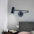 Adjustable Minimalist Cylinder Wall Light For Bedside With Metallic Finish Black