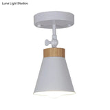 Adjustable Modernist Metal Flush Mount Ceiling Light With Tapered Shade - 1 - Light Black/White