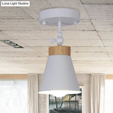 Adjustable Modernist Metal Flush Mount Ceiling Light With Tapered Shade - 1 - Light Black/White