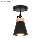 Adjustable Modernist Metal Flush Mount Ceiling Light With Tapered Shade - 1 - Light Black/White