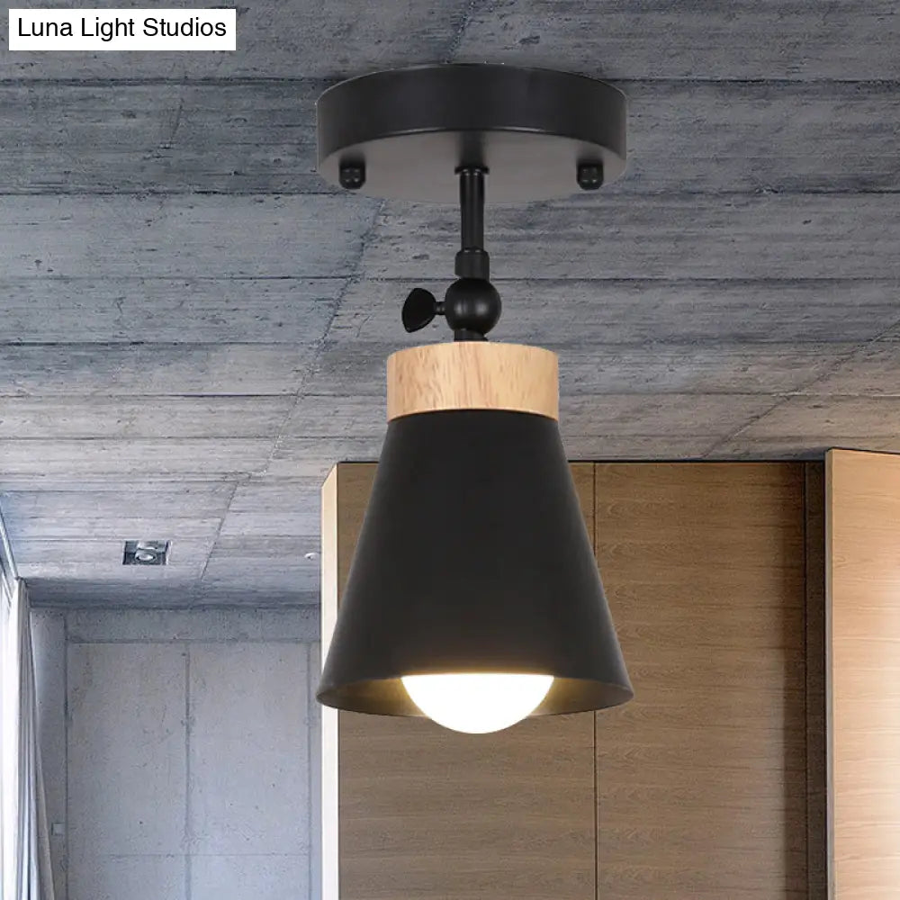 Adjustable Modernist Metal Flush Mount Ceiling Light With Tapered Shade - 1 - Light Black/White