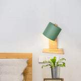 Adjustable Nordic Metal Drum Wall Sconce With 1 Bulb: Gray/White/Green Bedside Light Fixture Green