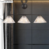 Adjustable Pulley Industrial Cone Pendant With Prismatic Glass - Black 2/3-Light Island Lamp