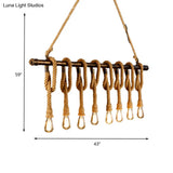 Adjustable Rope Exposed Island Light - Retro Industrial 5/6-Light Beige/Light Yellow
