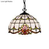 Adjustable Victorian Pendant Lighting With Stained Glass Floral Shades For Kitchen Island
