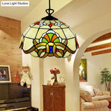 Adjustable Victorian Pendant Lighting With Stained Glass Floral Shades For Kitchen Island
