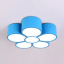 Adorable Girls Bedroom Led Ceiling Light With Cartoon Flush Mount Lamp And Flower Acrylic Shade Blue