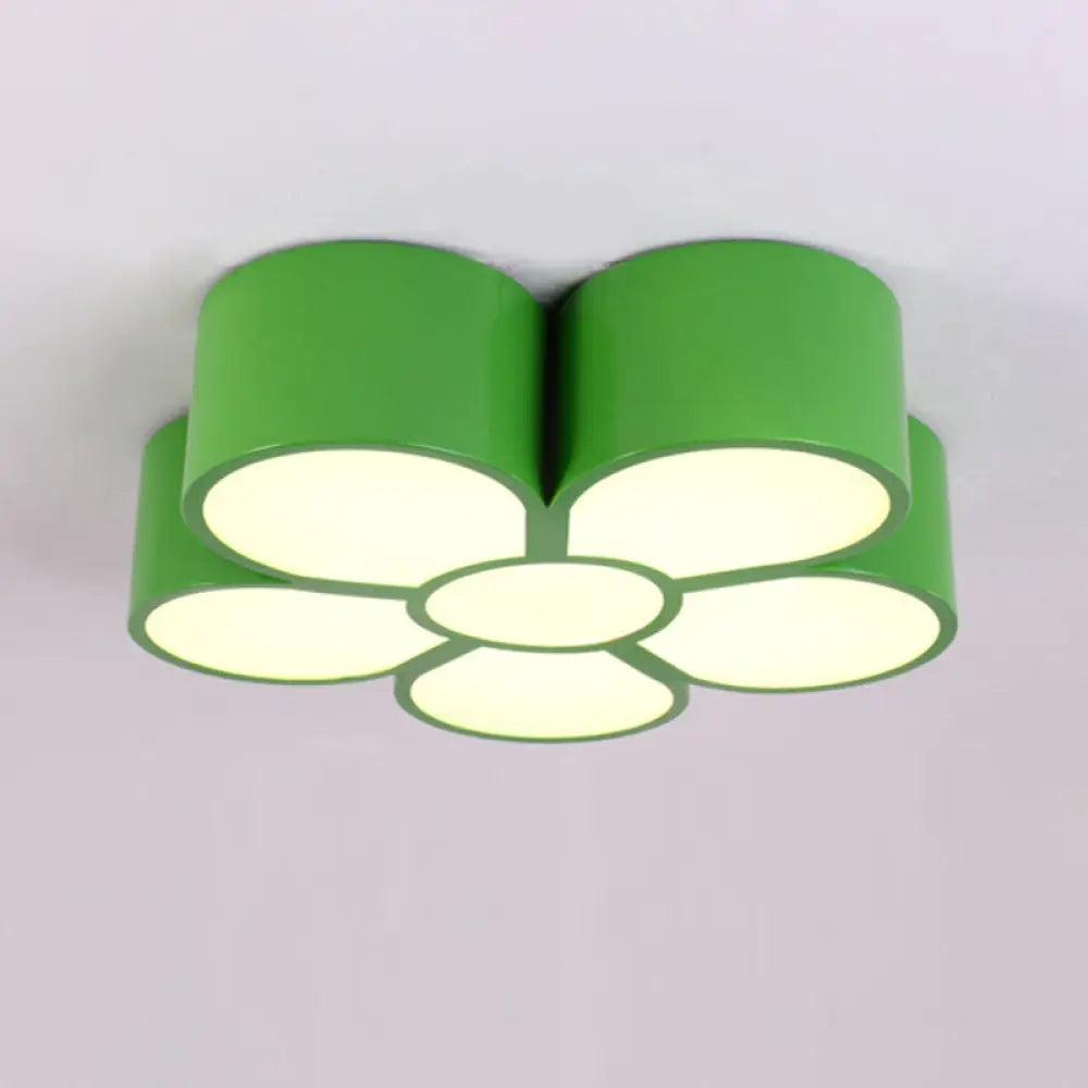 Adorable Girls Bedroom Led Ceiling Light With Cartoon Flush Mount Lamp And Flower Acrylic Shade