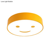 Adorable Smiling Face Led Baby Bedroom Ceiling Light - Round Flush Mount Acrylic Lamp