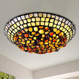 Agate Amber Ceiling Light: Mediterranean Flush Mount With Shell Decor / 12