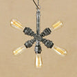 Aged Silver Industrial Style Open Bulb Chandelier With 5 Lights