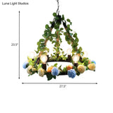 Aldhanab - Metal 6 Lights Exposed Bulb Chandelier Lamp Loft Style Black Pendant Light With Ring And