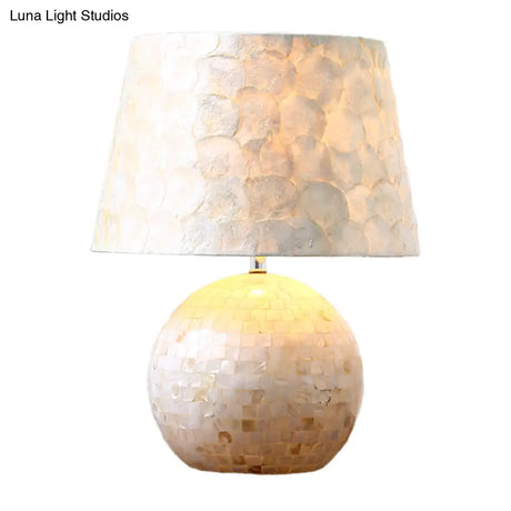 Aldib - Minimalist Globe Drum Table Light Single-Bulb Shell Night Stand Lamp
